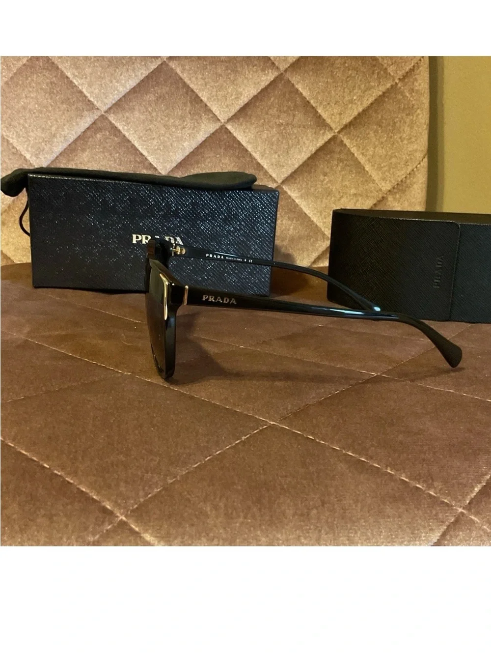 Prada Black Frame Sunglasses with Brown Gradient Lenses